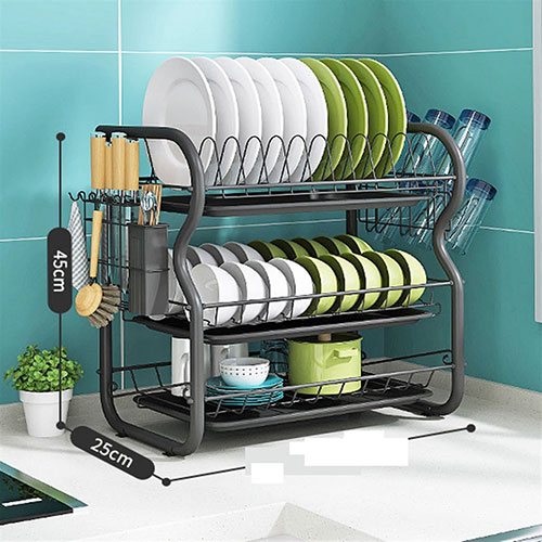 Steel-Plate-Racks-(45-cm_-32k,-61cm_-35k,-big_-70k) Medium Steel Plate Rack 45cm – Stainless Steel Dish Drainer & Kitchen Organizer - Image 1